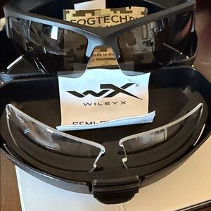 Wiley X Black Semi-Rimless Tactical Sunglasses with Spare Lenses